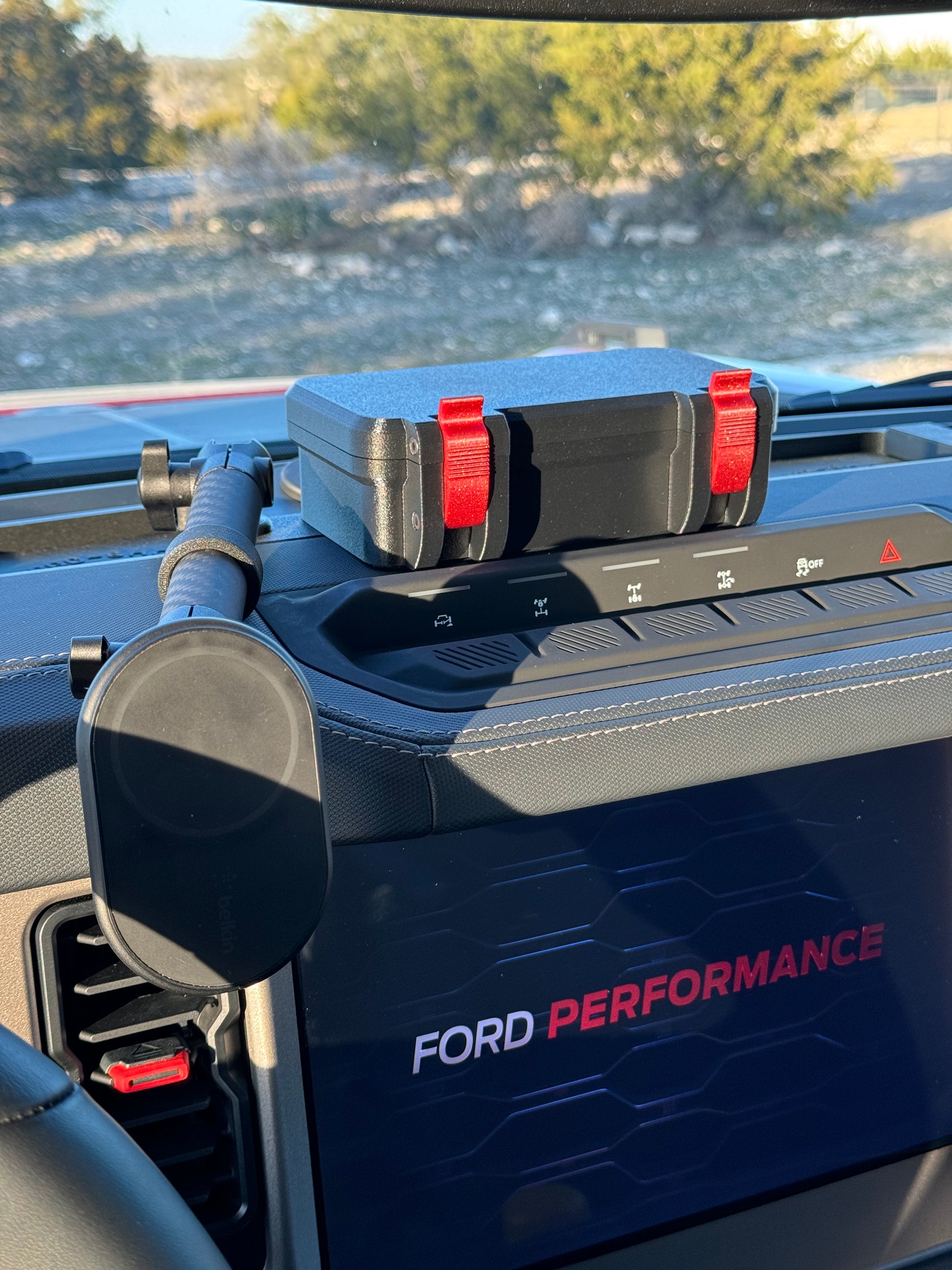 Ford Bronco dash storage compartment.